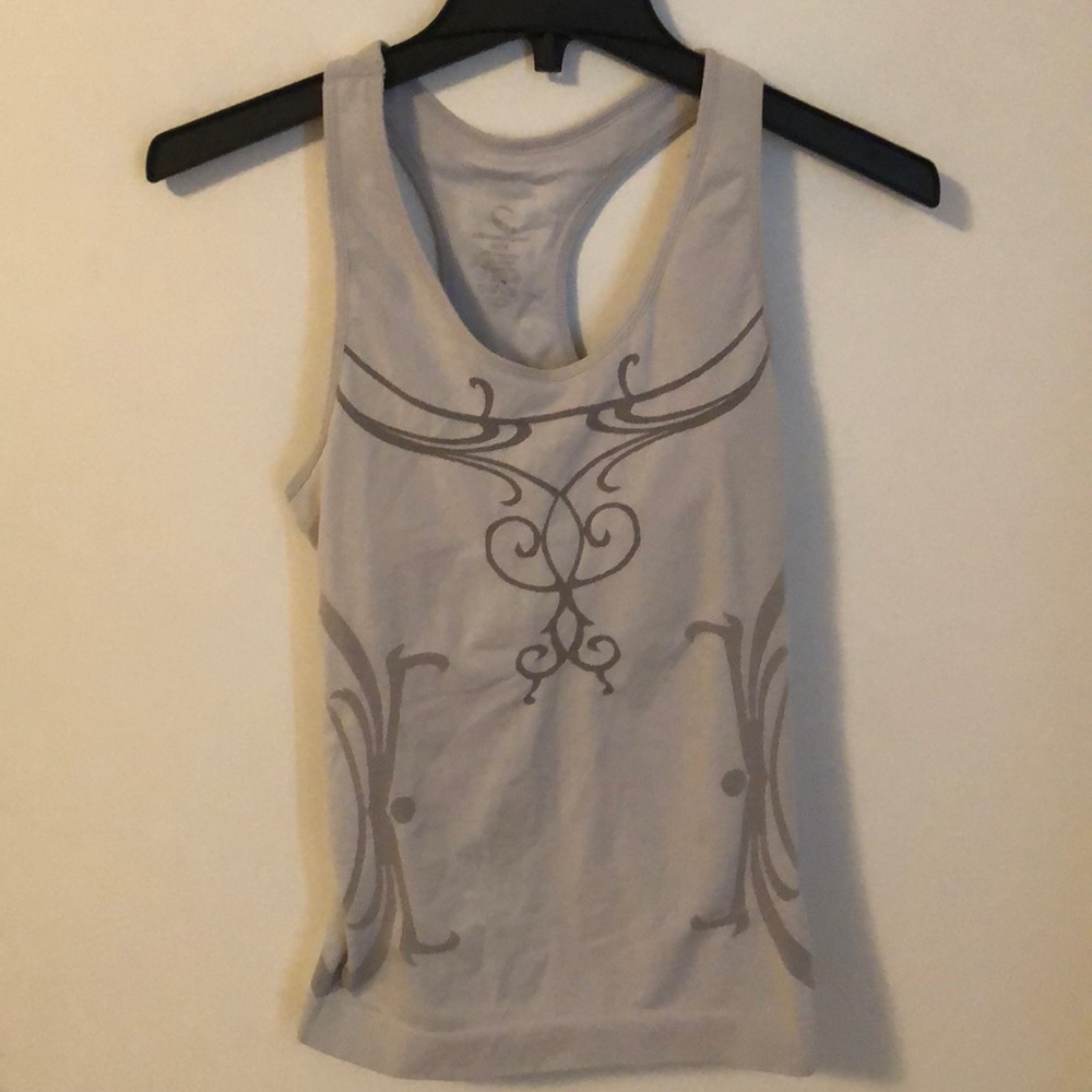 White and gray exercise top